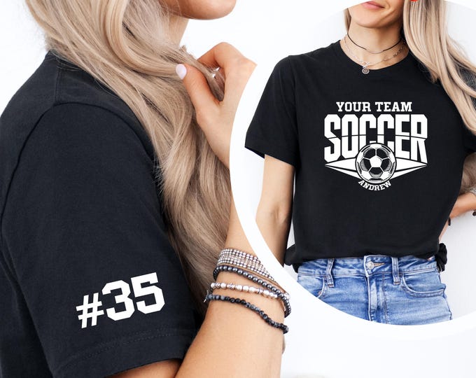 Custom Name Soccer Team Tshirt, Personalized Soccer Mama Shirt,  Number and Name Soccer Shirt, Soccer Player Gift, Soccer Season Shirt