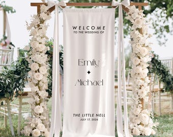 Custom Fabric Wedding Welcome Sign, Boho Modern Ceremony Decor