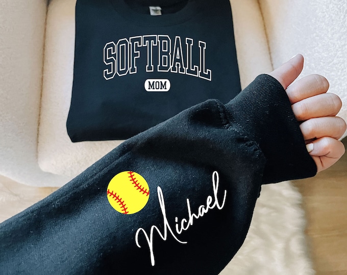 Personalized Softball Mom Sweatshirt, Customized Softball Mom Sweater, Custom Softball Mom Hoodie,Softball Mama Sweatshirt,Softball Crewneck