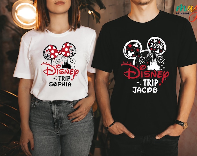 Custom Disney Trip Shirt for Family Vacation, Personalized Disney Shirt for Group Trips, Matching Disney Family