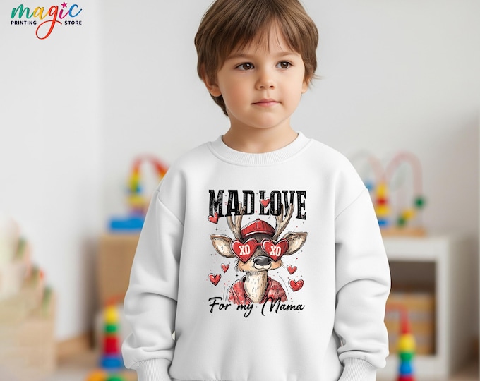 Boys Valentine Sweatshirt, XOXO Love Deer Sweater, Kid Valentines Day Gift, Toddler Boy Loves Sweater
