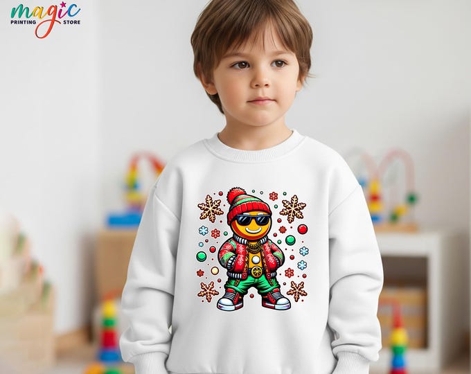 Pink Gingerbread Man Sweatshirt, Festive Holiday Hoodie, Tis The Season, Xmas Kids Gifts