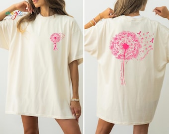 Dandelion Breast Cancer Shirt, Never Give Up Pink Ribbon T-Shirt, Cancer Awareness Support Tee