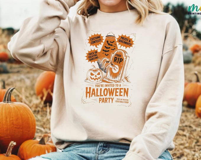 Halloween Party Sweatshirt, Halloween Pumpkin Sweater, Halloween Costume, Halloween Gift for Family,Spooky Season Sweatshirt, Ghost Sweater