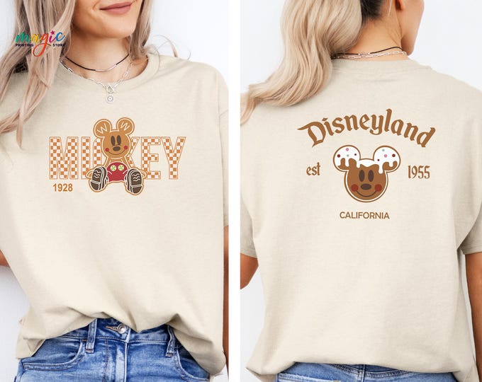 Merry Christmas Gingerbread Shirt, Mickey and Minnie Gingerbread Tee, Disney Christmas Shirt,  Gingerbread Cookie Shirt, Xmas Holiday Gift