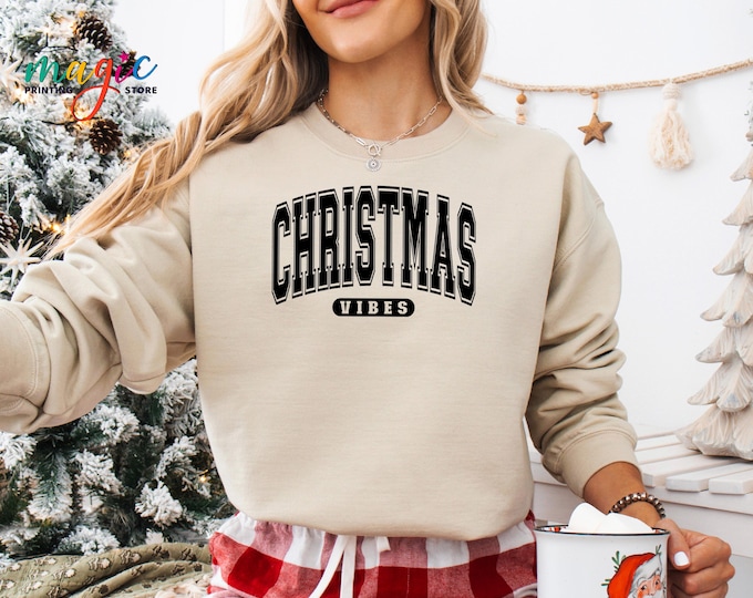 Christmas Vibes Sweatshirt, Retro Christmas Sweater, Holiday Sweatshirt, Christmas Season Hoodie, Christmas Party Sweatshirt, Christmas Gift