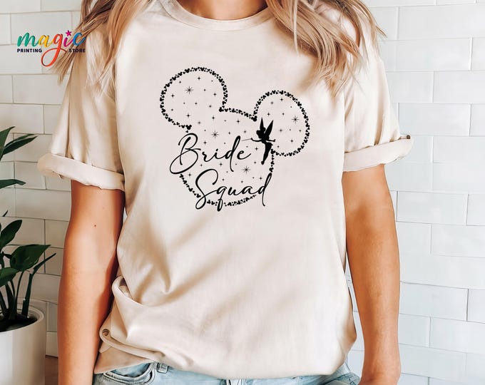 Custom Disney Bride Squad Shirt, Bachelorette Mouse Ears Tee, Bridal Party TShirt,  Magic Girls Trip Gift