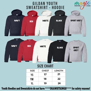 a group of sweatshirts with the names of different hoodies