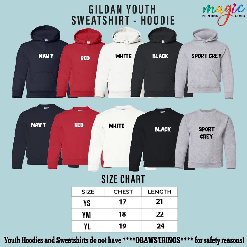 a group of sweatshirts with the names of different hoodies
