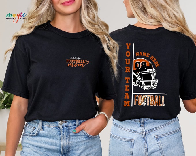 Custom Football Mom Shirt, Personalized Football Shirt, Your Name Football Shirt, Number Shirt, Game Day Tee, Unisex Tee, Football Team