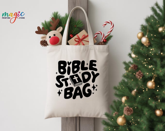 Bible Study Tote Bag, Christian Shopping Bags, Jesus Lover Gift, Religious Mom Christmas Bag