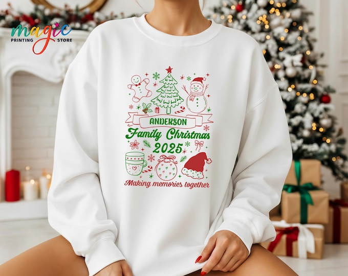 Personalized Family Christmas Sweatshirt, Custom Family Name Hoodie, Family Matching Shirt, Holiday Gifts