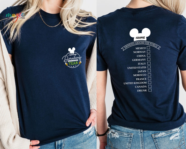 Custom Drinking Around the World Shirt, Custom Name Tshirt, Drinking Team Shirt, Epcot Disneyland Drink Shirt, Disneyworld Vacation Tee bild 5