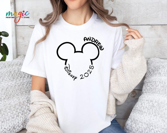 Custom Name Disney Trip Shirt, Customized Mouse Head Shirt,Disney Family Trip Shirt, Family Vacation Shirt, Family Matching Shirt,Disney Tee