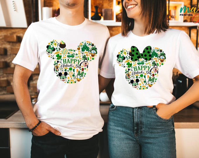 Mickey and Minnie St Patrick's Day Shirt, Shamrock Minnie Shirt, Shamrock Mickey Shirt, Disneyland Trip Irish Day Shirt