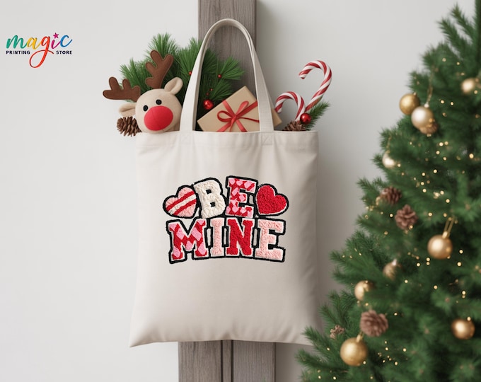Be Mine Tote Bag, Valentines Day Gift for Her, Cute Canvas Shopping Bag, Romantic Wife Gift