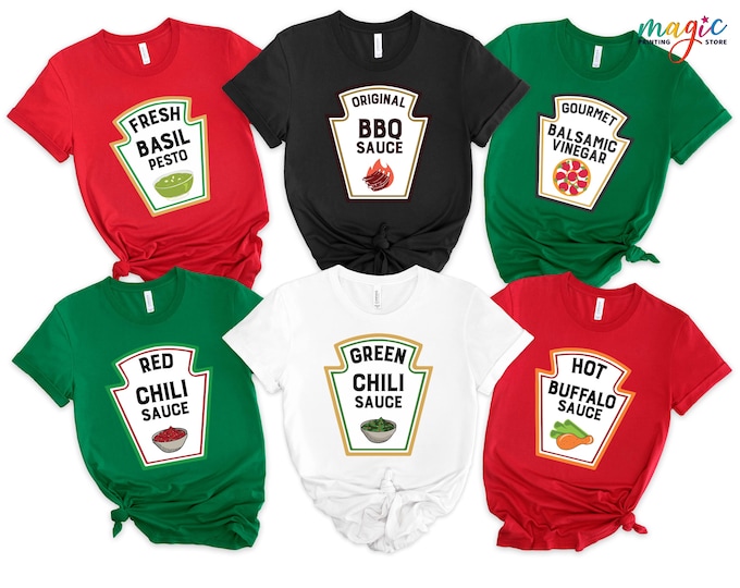 Ketchup Bottle Label Shirt, Funny Condiment Group Costume Tshirt, Matching Christmas Sauce Tee, Xmas Party, Costume Party Tee