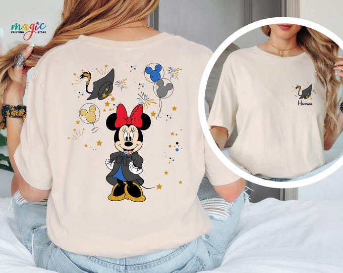 Custom Name Disney Graduation 2026 Shirt, Mickey and Minnie Class of 2026,  Personalized Senior Disney Tee, College Graduation Gift