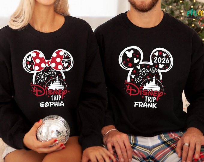Custom Disneyworld 2026 Sweatshirts, Disneyland Family Vacation, Family Disneyworld, Mickey Minnie Hoodie, Family Matching Sweatshirt