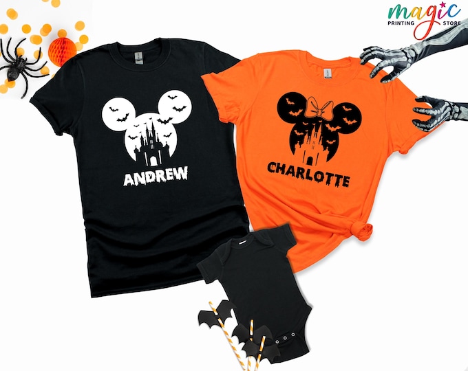 Custom Name Disney Halloween Tshirt, Customized Halloween Shirt, Mickey Minnie Halloween Matching Shirt, Spooky Season Shirt, Halloween Trip