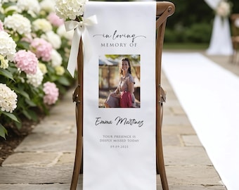 Memorial Wedding Chair Sign, Reserved Banner for Loved Ones, Photo In Loving Memory Sign, Ceremony Tribute, Wedding Aisle Decor