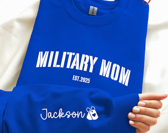 Custom Military Mom Sweatshirt, Proud Army Mom Gift, Military Family Shirt, Patriotic Mama Gift