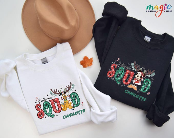 Personalized Disney Christmas Squad Sweatshirt, Custom Group Name Shirt, Xmas Holiday Season, Disneyland Gifts