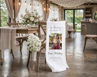 Custom Photo Wedding Memorial Wedding Chair Sign, Ceremony Tribute