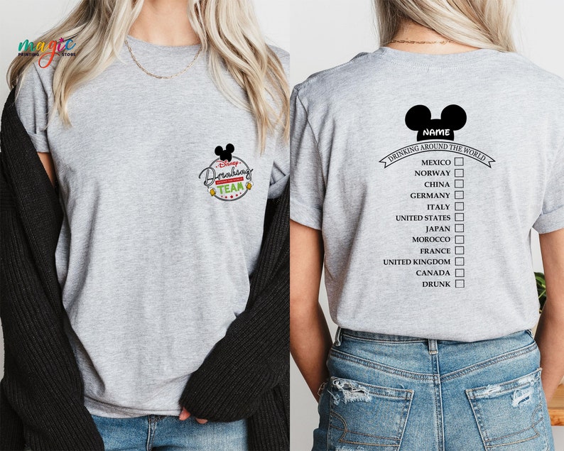Custom Drinking Around the World Shirt, Custom Name Tshirt, Drinking Team Shirt, Epcot Disneyland Drink Shirt, Disneyworld Vacation Tee bild 4