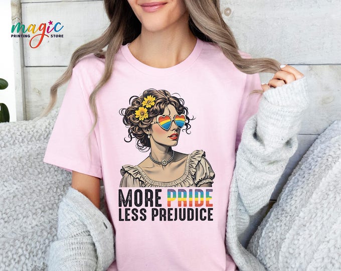 More Pride Less Prejudice Shirt, LGBTQ Graphic Top for Gift, Proud Ally T-shirt, Pride Month Tee