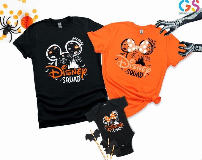 Custom Name Halloween Disney Squad Tshirt, Personalized Halloween Shirt, Spooky Season Shirts