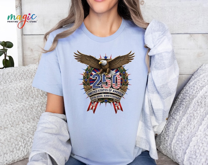 US 250th Anniversary Eagle TShirt, Patriotic Freedom Tee, 1776-2026 American Flag Outfit, Independence Day Gift