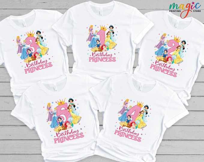 Custom Princess Birthday Shirts,  1st Birthday Princess Tee, Birthday Girl Shirt, Princess Cake Topper Shirt, Princess Birthday Party Gift