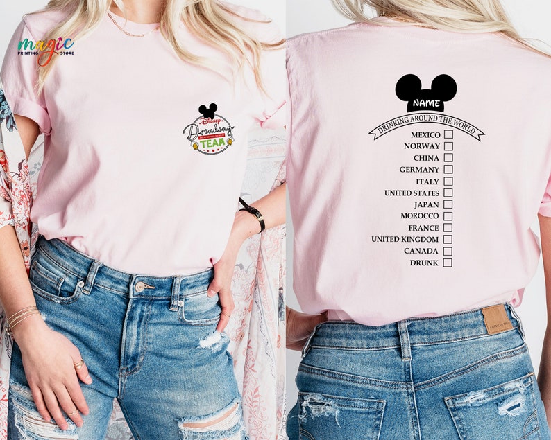 Custom Drinking Around the World Shirt, Custom Name Tshirt, Drinking Team Shirt, Epcot Disneyland Drink Shirt, Disneyworld Vacation Tee bild 6