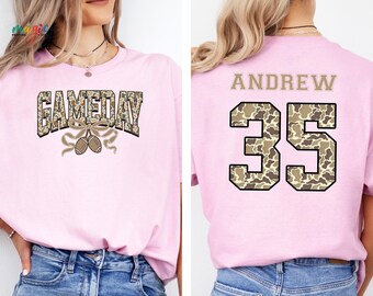 Custom Name Football Shirt, Game Day Camo Tee, Personalized Touchdown Season Apparel