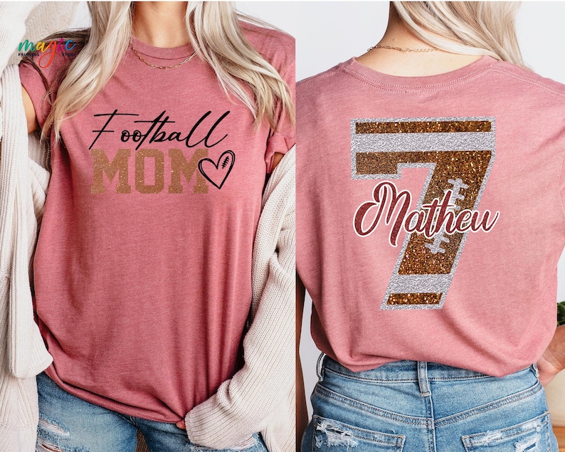 Custom Football Mom Shirt, Football Mama Shirt, Football Shirt Women, Personalized Football Shirt image 3
