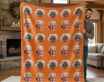 Custom Photo Face Blanket, Personalized Picture Throw, Minky Sherpa Blanket, Christmas Gift