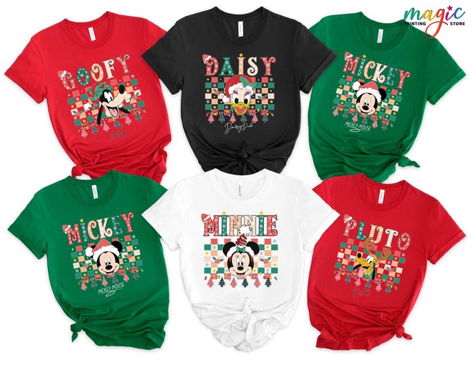 Personalized All Disney Characters Christmas Shirt, Disneyworld Shirts Family, Disneyland Family Vacation, Xmas Holiday Gifts