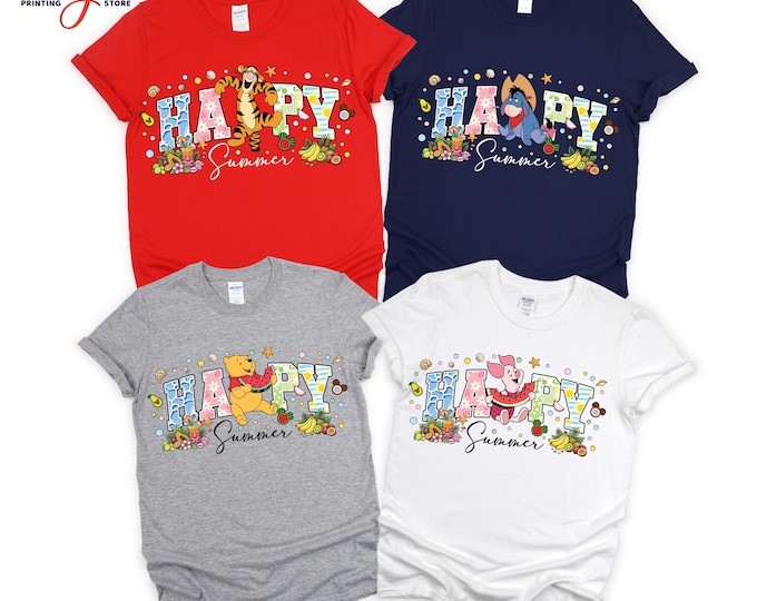 Custom Happy Summer Honey Bear Shirt, Friends Animal Tee, Cartoon Summer Family Vacation TShirt, Fun Magic Trip Outfit