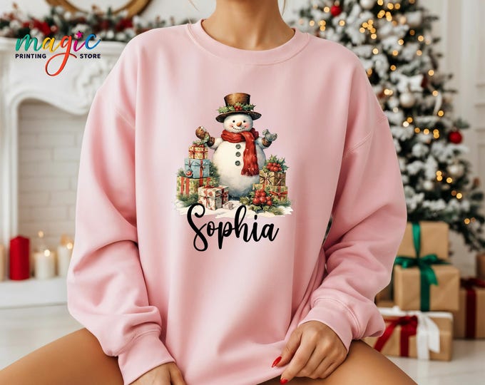 Custom Christmas Snowman Sweatshirt, Family Christmas Gifts, Funny Winter Sweater, Xmas Hoodie