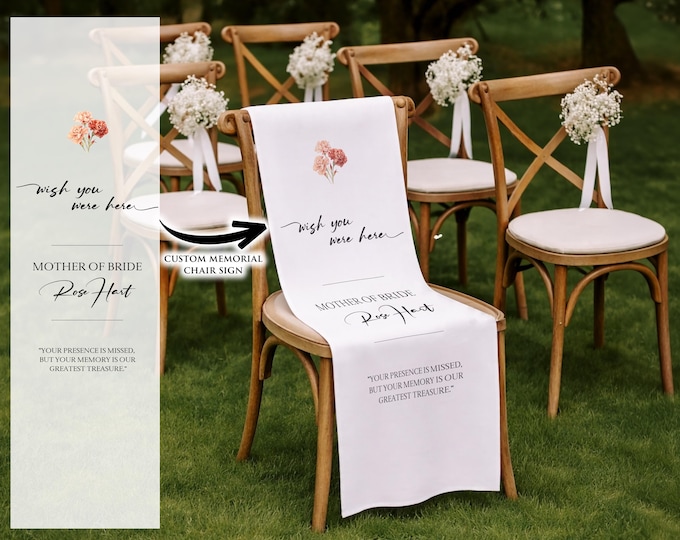 Custom Mother of Bride Wedding Memorial Table Sign, Rustic Wedding Aisle Decor, Reserved Seat Sign