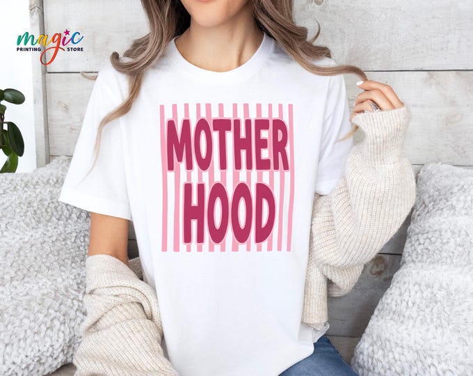 Striped Motherhood Shirt, Trendy Mother's Day Shirt, Preppy Mama Gift, Mama Birthday Tshirt