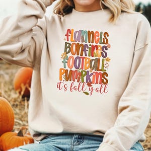 Football Pumpkins Sweatshirt, Retro It&#39;s Fall Y&#39;all  Sweater, Fall Vibes Football Sweatshirt,Touch Down Season Sweatshirt,Thanksgiving Gift