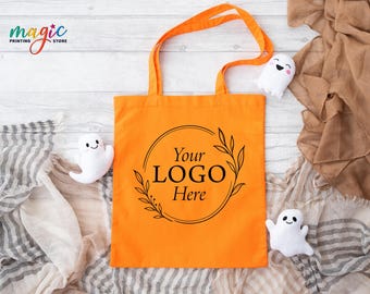 Custom Your Logo Here Tote Bag, Personalized Canvas Shopping Bag, Business Gift