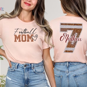 Custom Football Mom Shirt, Football Mama Shirt, Football Shirt Women, Personalized Football Shirt image 2