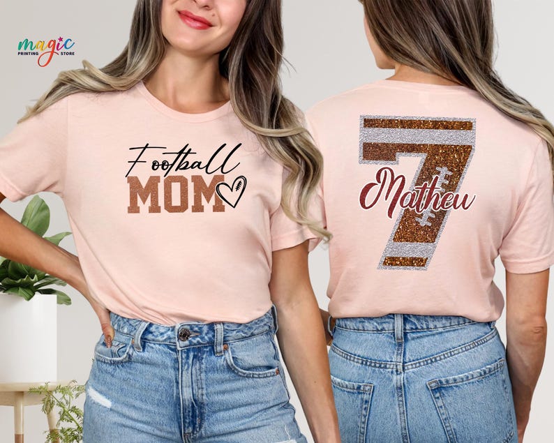 Custom Football Mom Shirt, Football Mama Shirt, Football Shirt Women, Personalized Football Shirt image 2