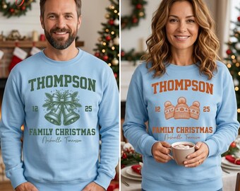 Matching Family Christmas Sweater, Custom Name Xmas Sweatshirt, Holiday Family Gift