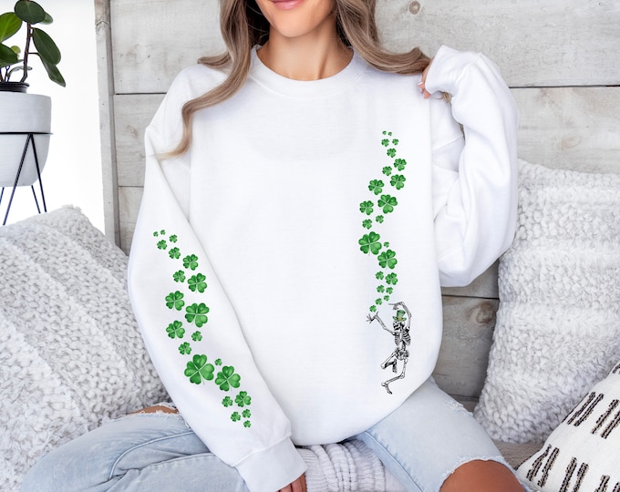 St. Patrick Day Sweatshirt for Women, Lucky Crewneck, Shamrock Elbow Sweatshirt, Armpatch Shamrock Sweatshirt, Irish Sweatshirt,St Patty Day
