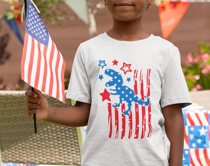 4th of July Dinosaur, 4th of July Shirt, USA Flag, American Flag, Gift For Him, Patriotic, Gift For Her, 4th of July Gift, Cotton Shirt