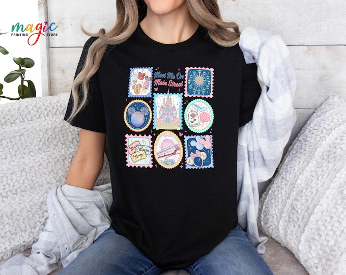Magical Kingdom Stamps Shirt, Meet Me On Main Street Tshirt, WDW Girl Trip Shirt, Funny Vacation Tee, Disney Trip Shirt